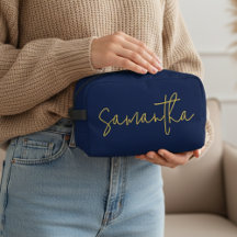 Bolso de Maquillaje Azul con Nombre Personalizado 