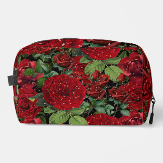 Bolso de Maquillaje con Patrón Floral de Rosas Roj