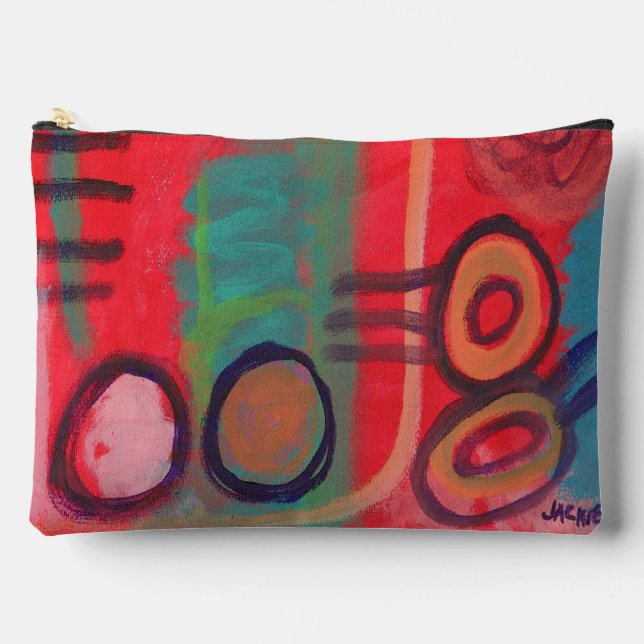 Bolso de maquillaje de arte abstracto rojo (Anverso)