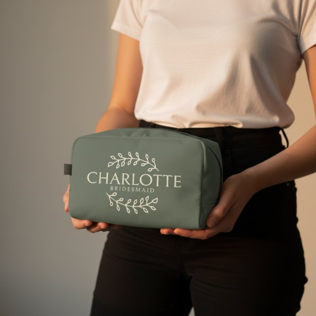 Bolso de Maquillaje de Nombre Personalizado Sage p (Bridal Shower Gift, Maid of Honor, Bachelorette Party Favor for Bride Squad & Wedding Day Gift)