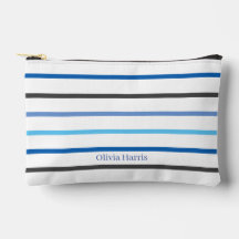 Bolso de Maquillaje de Rayas Azules con Estilo Mod