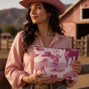 Bolso de Maquillaje de Vaquera Rosa para Damas de