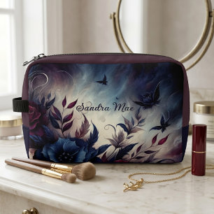 Bolso de maquillaje de viaje floral gótico oscuro