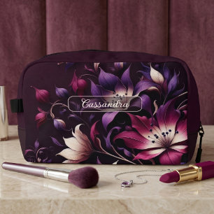 Bolso de maquillaje de viaje floral gótico oscuro