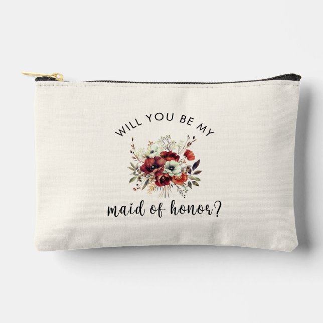Bolso de maquillaje floral de dama de honor (Anverso)