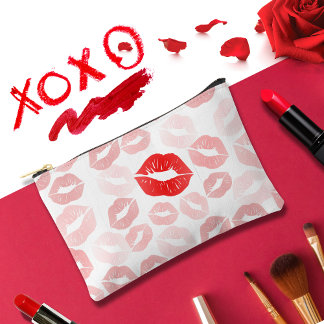 Bolso de Maquillaje Labios con Lápiz Labial Rojo