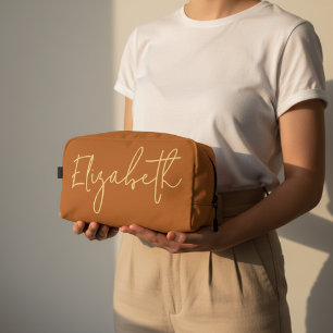 Bolso de Maquillaje Naranja con Nombre Personaliza