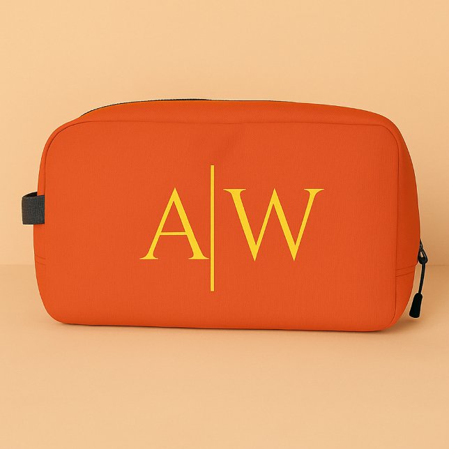 Bolso de Maquillaje Naranja Personalizado para Dam (orange bridesmaid makeup bag, personalized bridesmaid gift, bridal shower makeup pouch,)