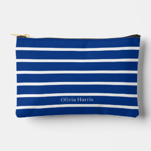 Bolso de Maquillaje Náutico de Rayas Azules y Blan