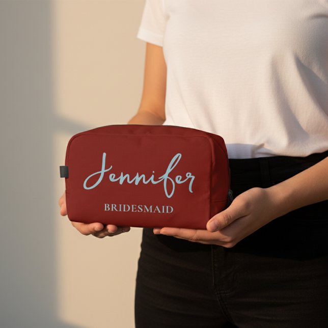 Bolso de Maquillaje Personalizado Rojo para las Da (Custom Bridal Makeup Bag – Personalized Gift for Bridesmaids, Bride, or Maid of Honor)