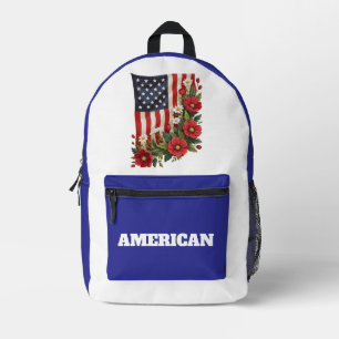 Bolso de mochila floral de la bandera americana-Co