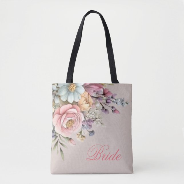 Bolso de novia floral a la acuarela personalizado (Anverso)