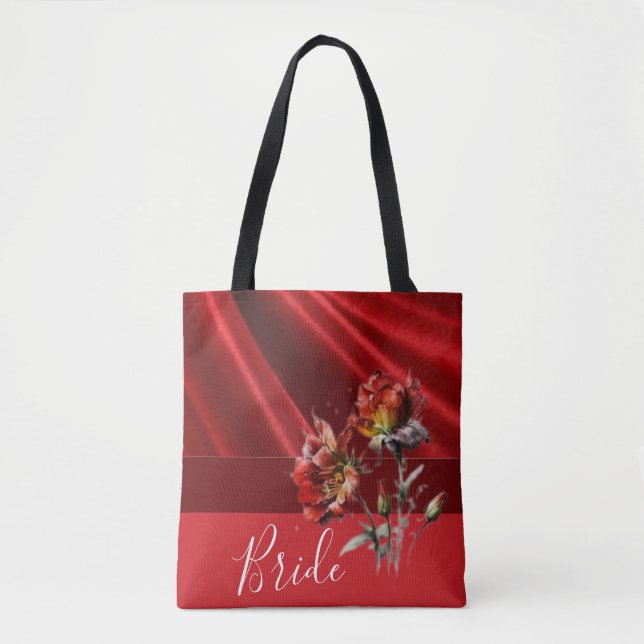 Bolso de novia floral rojo y marrón (Anverso)