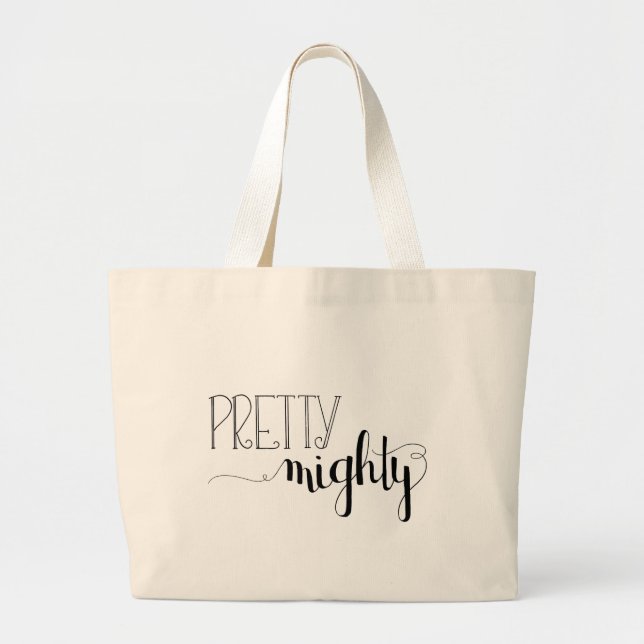 Bolso de playa reutilizable con letras Pretty Migh (Frente)