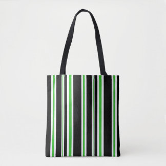 Bolso de rayas negras, blancas y verdes | Bolsa de