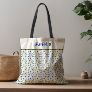 Bolso De Tela С usar el nombre del patrón de color de arándano a