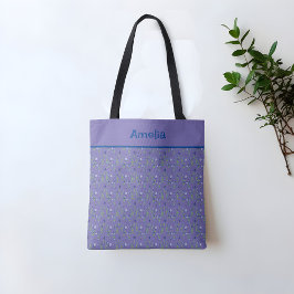 Bolso De Tela С ute Blueberry watercolor patrón nombre periwinkl