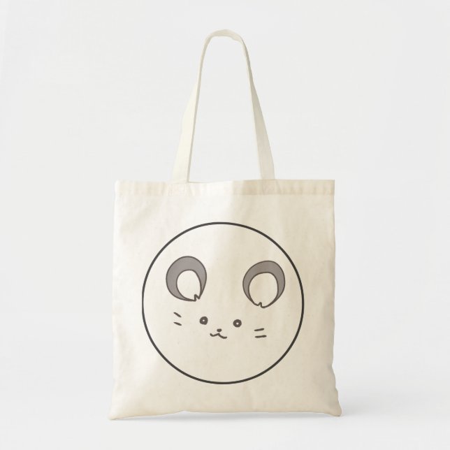 BOLSO DE TELA モノトーンのシンプルねずみ手描きイラスト｜愛らしさと洗練を兼ね備えたデザイン (Frente)