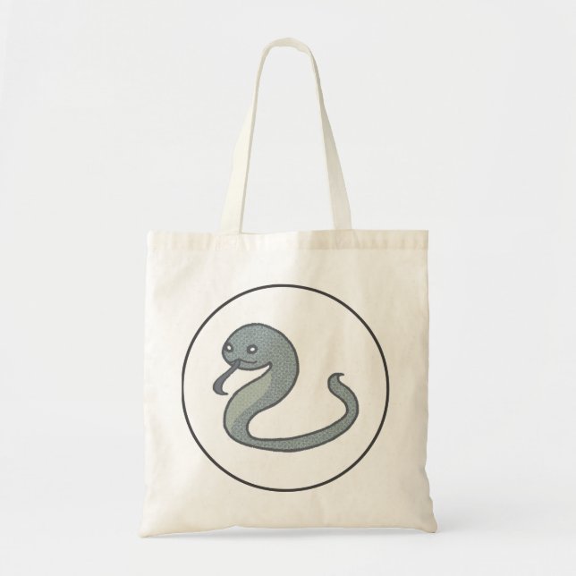 BOLSO DE TELA モノトーンのシンプル蛇｜ミステリアスで洗練されたデザイン  トートバッグ (Frente)