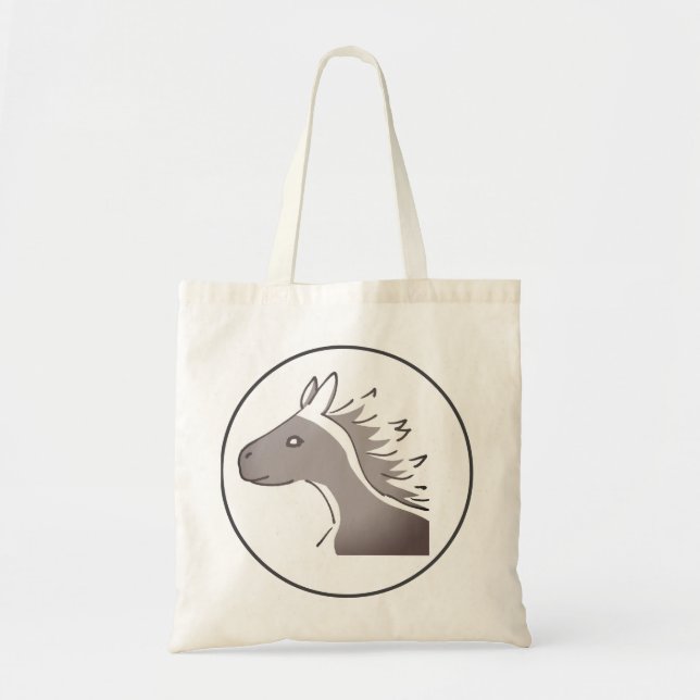 BOLSO DE TELA モノトーンの馬イラスト｜風に流れるような優雅さと力強さを兼ね備えた (Frente)