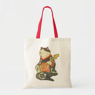 Bolso De Tela 三味線を弾く猫, gato del 国芳 que toca la guitarra,
