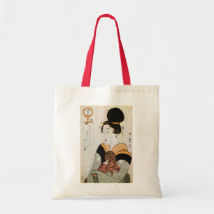 Bolso De Tela 女 と 犬, 歌 mujer y perro, Utamaro, Ukiyoe