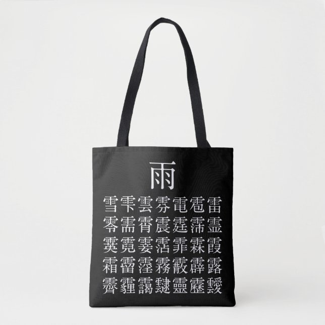BOLSO DE TELA 雨と雨冠の漢字 (Anverso)