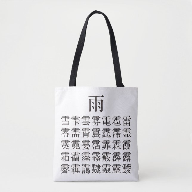 BOLSO DE TELA 雨 と 雨 冠 の 漢 字 (Anverso)