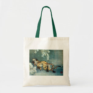 Bolso De Tela 雪中虎図, tigre en la nieve, Hokusai del 北斎