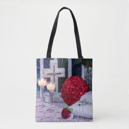 Bolso De Tela 0294-Noche Bouquet con Anillos, Velo, Tiara, Cruz