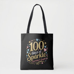Bolso De Tela 100 Días de Escuela Brillo Aprendizaje y Risas