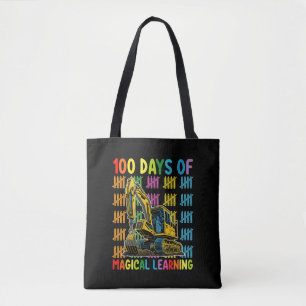 Bolso De Tela 100 Días De Escuela De Excavadoras De Aprendizaje