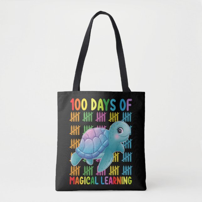 Bolso De Tela 100 Días De Magical Learning Turtle School (Anverso)
