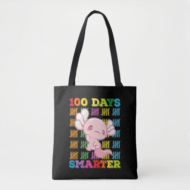 Bolso De Tela 100 días más inteligentes Axolotl 100 días de clas (Anverso)
