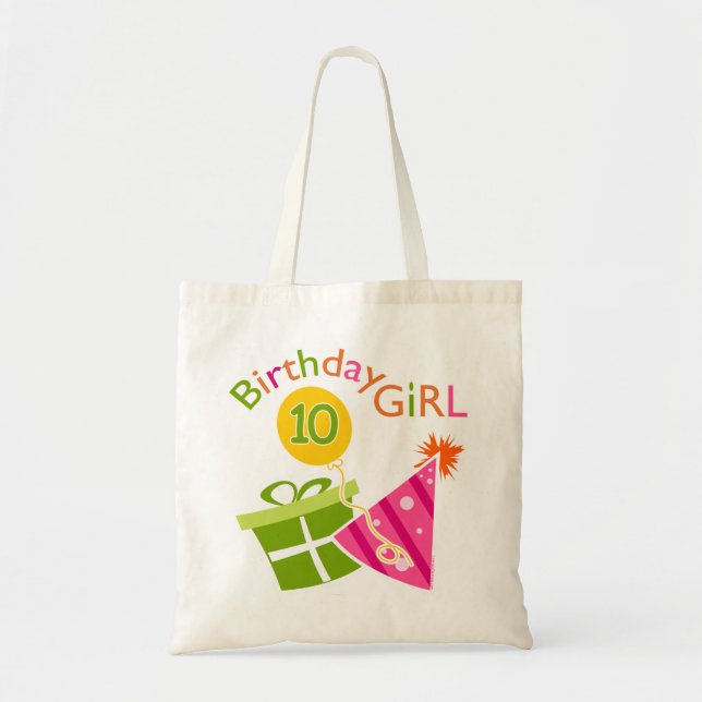 Bolso De Tela 10.º cumpleaños - Chica de cumpleaños (Frente)