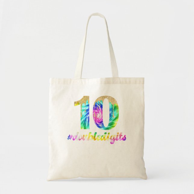 Bolso De Tela 10.º regalo de cumpleaños Chicas de dos dígitos di (Frente)