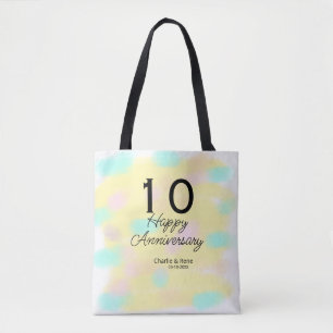 Bolso De Tela 10 aniversario de boda nombre pastel amarillo retr
