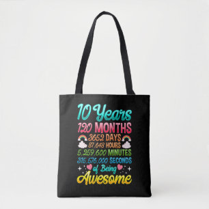 Bolso De Tela 10 años 120 meses décimo fiesta de cumpleaños a