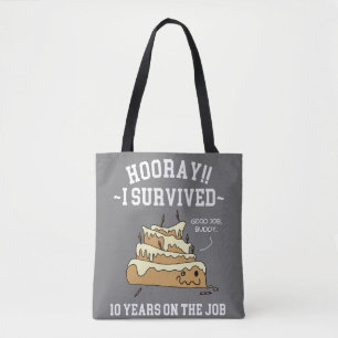 Bolso De Tela 10 Años de Servicio Sobreviví Diez Años en el Trab