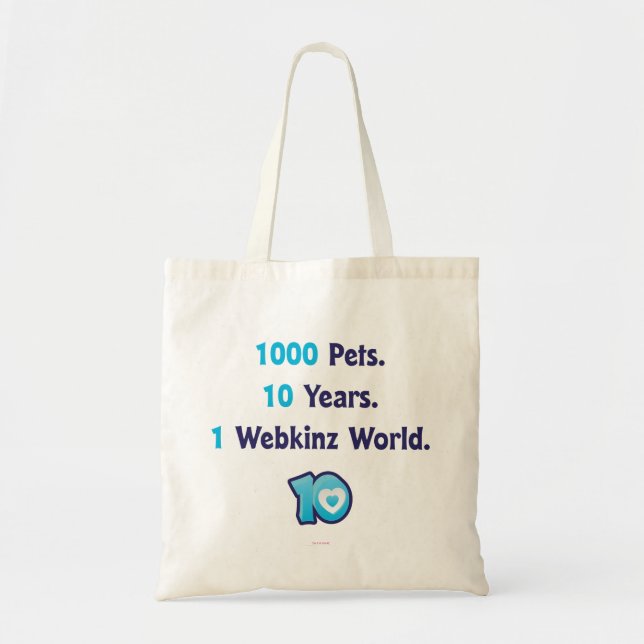 Bolso De Tela 10 años de Stats de Webkinz (Frente)
