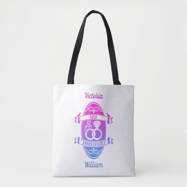 Bolso De Tela 12 años del 12º aniversario del boda de la seda tr (Anverso)