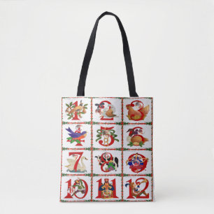 Bolso De Tela 12 Días De Impresión De Los Navidades