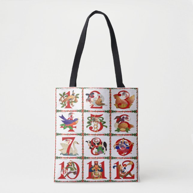 Bolso De Tela 12 Días De Impresión De Los Navidades (Anverso)