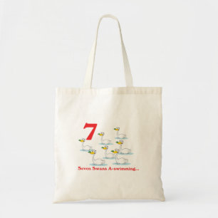 Bolso De Tela 12 días siete cisnes nadando