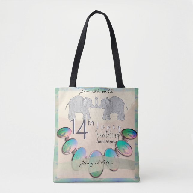 Bolso De Tela 14° Aniversario de Marfil-OpalTote (Anverso)