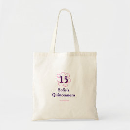 Bolso De Tela 15.ª quinceañera feliz cumpleaños púrpura rosa