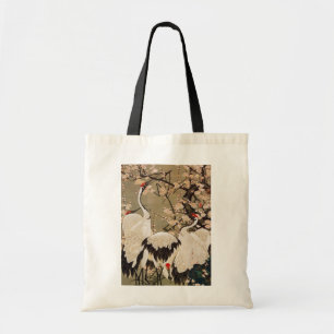 Bolso De Tela 15. el 梅花群鶴図, ciruelo del 若冲 florece y las grúas,