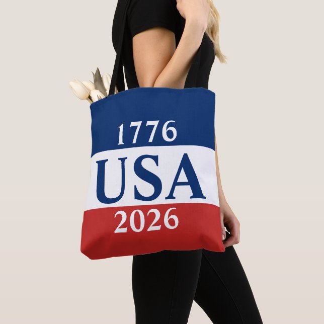 Bolso De Tela 1776 USA 2026 Red White and Blue Patriotic (Detalle)