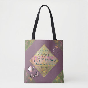 Bolso De Tela 18.º Boda Aniversario del Tote de la Porcelana