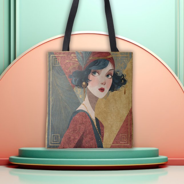 Bolso De Tela 1920's Art Deco Flapper Girl (Subido por el creador)